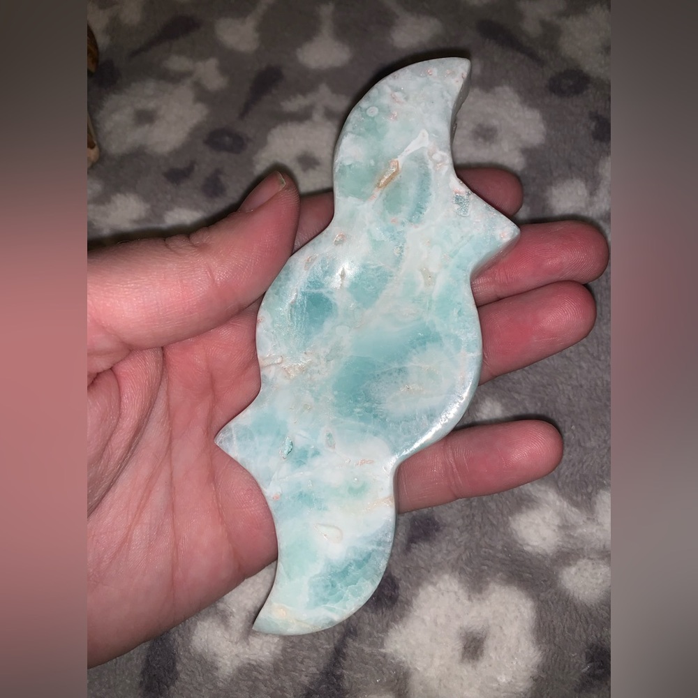 Blue Aragonite Crystal Triple Moon Bowl